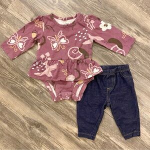 Carter’s Long Sleeve Baby Romper with Jean Leggings Size 3 Months